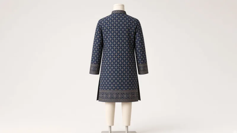 Indigo Ajrakh Kurta Set – Boys' Indigo Ajrakh Print Kurta Pajama | Custom Tailored Kids