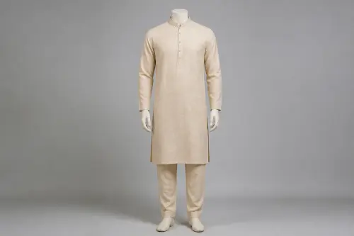 Beige Khadi Kurta Pajama – Men's Beige Khadi Ethnic Set | Custom Tailored