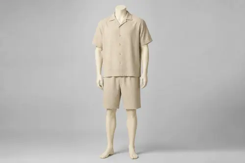 Beige Half-Sleeve Shorts Co-ord – Men's Beige Shirt + Matching Shorts | Custom Tailored