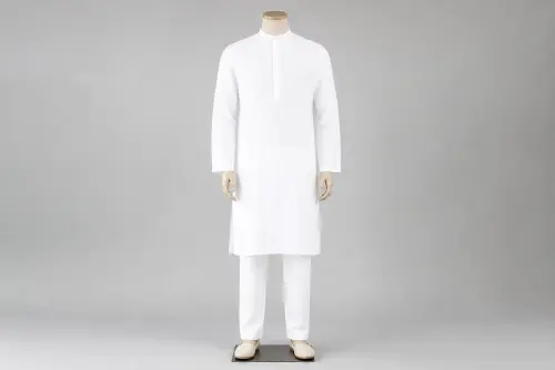 White Cotton Straight Kurta Pajama – Men's White Cotton Ethnic Set | Custom Tailored