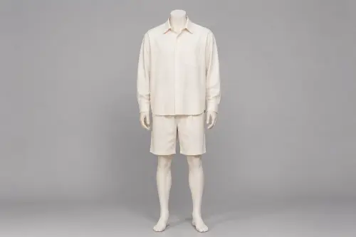 Cream Full-Sleeve Oversized Shorts Co-ord – Men's Cream Oversized Shirt + Shorts | Custom Tailored