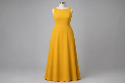 Mustard Yellow Crepe Gown – Mustard Crepe Floor-Length Gown | Custom Tailored