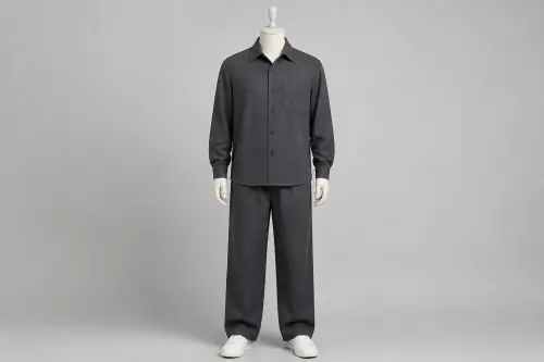 Charcoal Cotton Full-Sleeve Loose Pant Co-ord – Men's Charcoal Shirt + Loose Pants | Custom Tailored