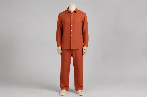 Rust Cotton Full-Sleeve Loose Pant Co-ord – Men's Rust Cotton Shirt + Loose Pants | Custom Tailored