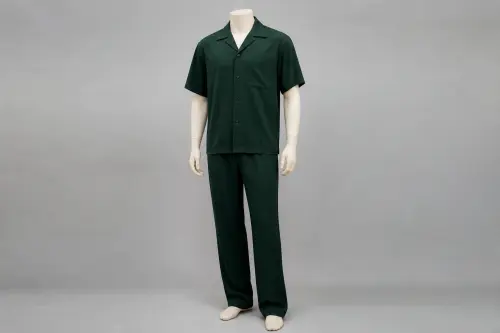 Forest Green Half-Sleeve Cuban Loose Pant Co-ord – Men's Forest Cuban Shirt + Loose Pants | Custom Tailored
