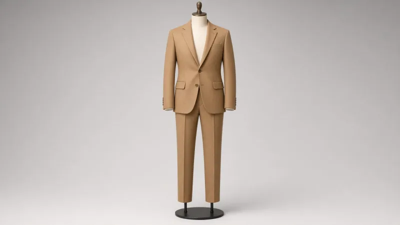 Camel Wool Single-Breasted Suit – Men's Camel Wool Blazer + Trousers | Custom Tailored