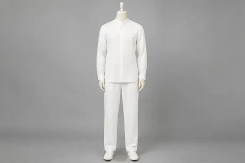 White Grandad Full-Sleeve Loose Pant Co-ord – Men's Grandad Shirt + Loose Pants | Custom Tailored