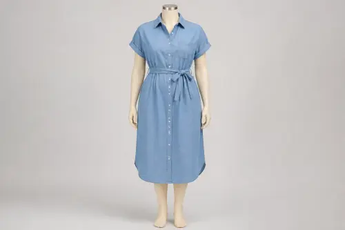 Sky Blue Chambray Shirt Dress – Light Blue Chambray Midi Dress | Custom Tailored