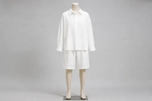 White Full-Sleeve Oversized Shorts Co-ord – Men's White Oversized Shirt + Shorts | Custom Tailored