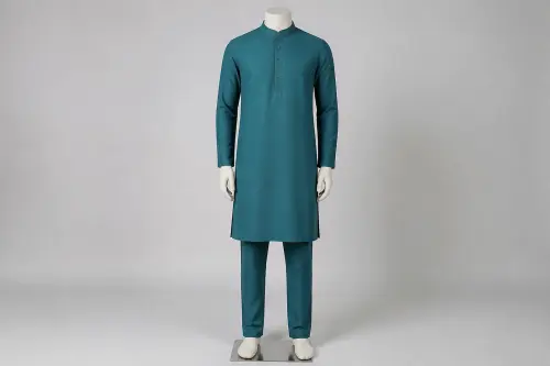 Teal Cotton Kurta Pajama – Men's Teal Cotton Ethnic Set | Custom Tailored