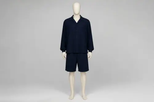 Navy Full-Sleeve Oversized Shorts Co-ord – Men's Navy Oversized Shirt + Shorts | Custom Tailored
