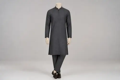 Charcoal Linen Kurta Pajama – Men's Charcoal Linen Ethnic Set | Custom Tailored
