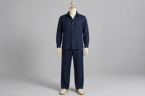 Navy Linen Full-Sleeve Loose Pant Co-ord – Men's Navy Linen Shirt + Loose Pants | Custom Tailored
